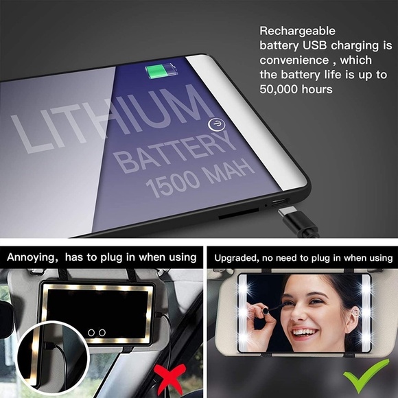 Car Visor Vanity Mirror with LED Light (3 in 1) - Picture 4 of 12